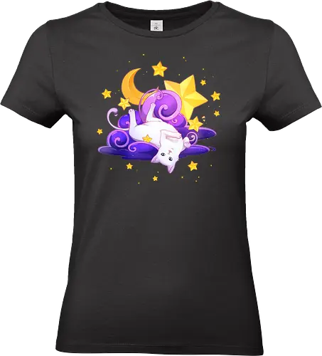 Katze auf Wolken 2 - katze, sterne, wolken, magisch - Standard T-Shirt (Frauen)