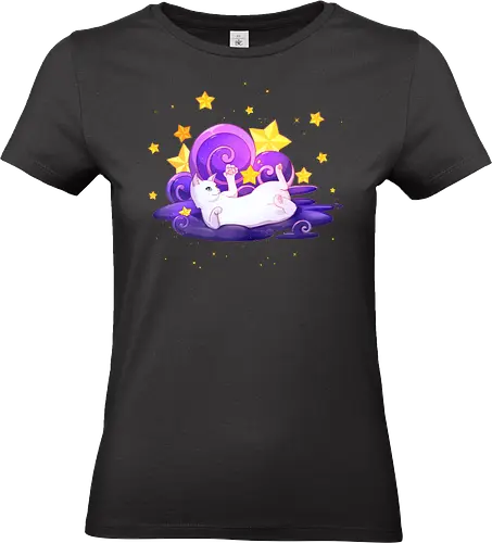 Katze auf Wolken 3 - katze, sterne, wolken, magisch - Standard T-Shirt (Frauen)