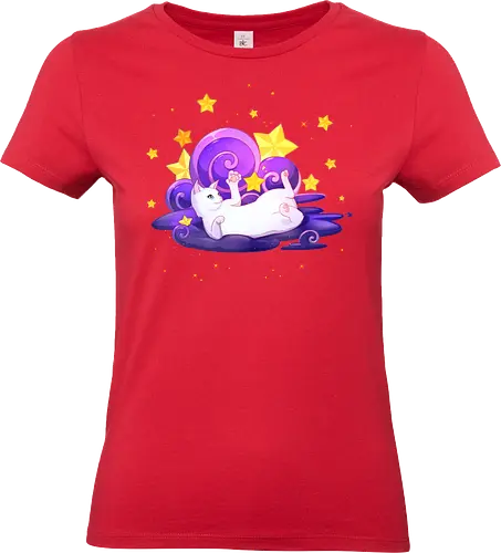 Katze auf Wolken 3 - katze, sterne, wolken, magisch - Standard T-Shirt (Frauen)