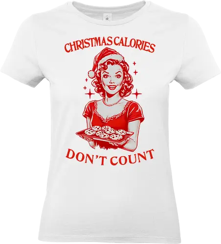 Christmas Calories Don’t Count - merry Christmas, xmas, Christmas, cookies, holiday, retro, vintage, Christmas calories, don’t count, funny, sarcastic - Standard T-Shirt (Frauen)