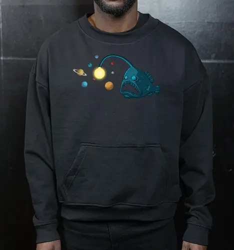 Space Trap - space, angler, astronomy, cosmos, earth, fish, galaxy, jupiter, mars, planet, sci fi, science, stars, sun, tp loves, universe - Cropped Sweatshirt