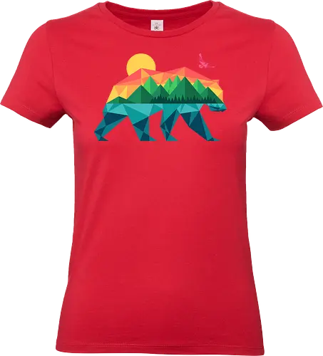 Mountain Bear - travel, outdoors, camping, adventure, bear, bird, eagle, explore, geometric, hiking, lake, minimal, minimalist, mountain, nature - Standard T-Shirt (Frauen)