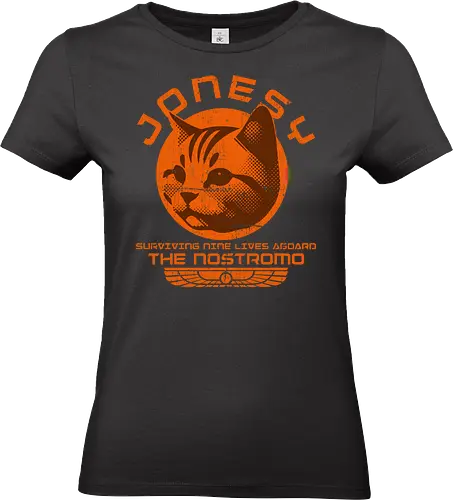 Jonesy - Surviving Nine Lives Aboard The Nostromo - jonesy, 80s, science fiction, scifi, space, ufo, weyland yutani, xenomorph, alien, aliens, cult movies, facehugger, lv 426, nostromo, ripley - Standard T-Shirt (Frauen)