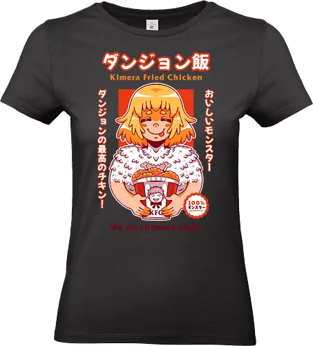 KIMERA FRIED CHICKEN - Meshi, anime, fanart, fallin, dragon, kimera, kfc, manga, dungeons, fantasy, food, elf - Standard T-Shirt (Frauen)