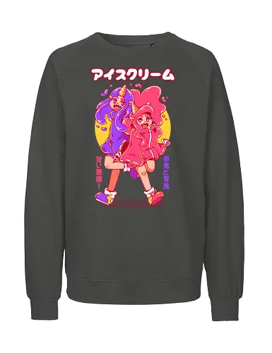 ICE CREAM ONI - ice cream, cute, oni, japan, japanese, kawaii, pink, fantasy, demon - Fairtrade Sweatshirt