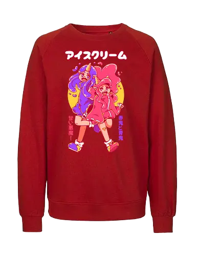 ICE CREAM ONI - ice cream, cute, oni, japan, japanese, kawaii, pink, fantasy, demon - Fairtrade Sweatshirt