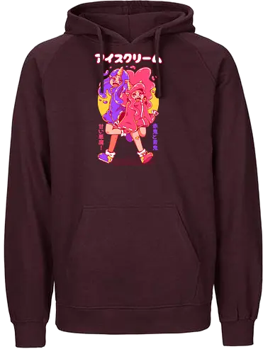 ICE CREAM ONI - ice cream, cute, oni, japan, japanese, kawaii, pink, fantasy, demon - Fairtrade Hoodie