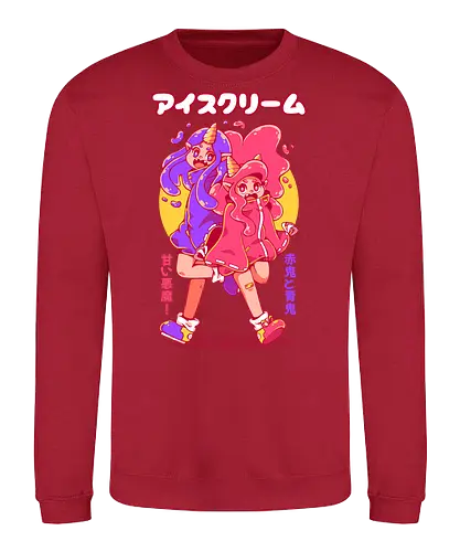 ICE CREAM ONI - ice cream, cute, oni, japan, japanese, kawaii, pink, fantasy, demon - Sweatshirt