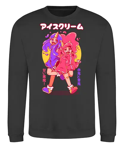 ICE CREAM ONI - ice cream, cute, oni, japan, japanese, kawaii, pink, fantasy, demon - Sweatshirt