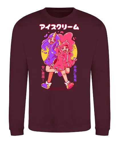 ICE CREAM ONI - ice cream, cute, oni, japan, japanese, kawaii, pink, fantasy, demon - Sweatshirt