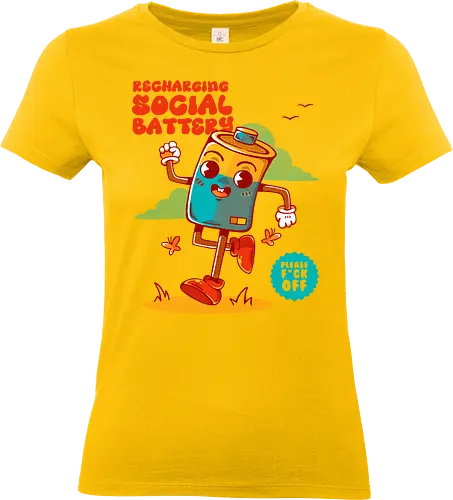 SOCIAL BATTERY - introvert, funny, retro, vintage, joke, cartoon - Standard T-Shirt (Frauen)