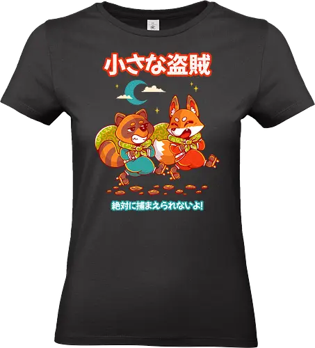 LITTLE BANDITS - kitsune, tanuki, raccoon, cute, kawaii, bandits, japan, japanese - Standard T-Shirt (Frauen)