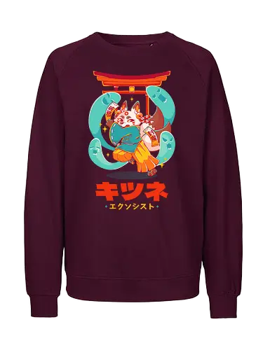 KITSUNE EXORCIST - kitsune, fox, anime, cute, kawaii, temple, priest, fantasy, spirits, halloween - Fairtrade Sweatshirt