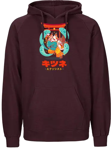 KITSUNE EXORCIST - kitsune, fox, anime, cute, kawaii, temple, priest, fantasy, spirits, halloween - Fairtrade Hoodie