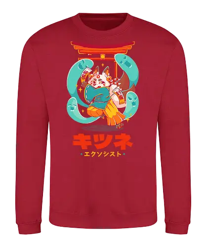 KITSUNE EXORCIST - kitsune, fox, anime, cute, kawaii, temple, priest, fantasy, spirits, halloween - Sweatshirt