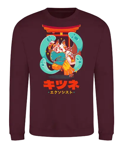 KITSUNE EXORCIST - kitsune, fox, anime, cute, kawaii, temple, priest, fantasy, spirits, halloween - Sweatshirt