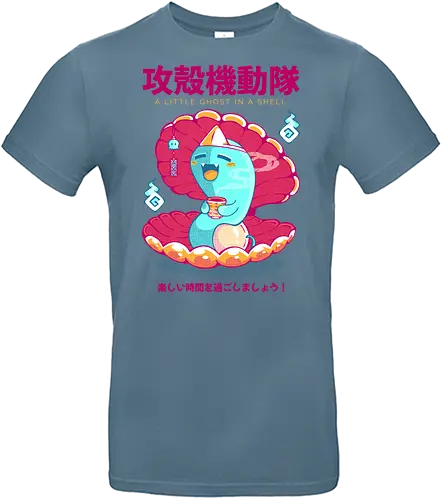 GHOST IN THE SHELL - ghost, halloween, shell, ghost in the shell, funyy, joke, kawaii, cute, sea, water - Standard T-Shirt