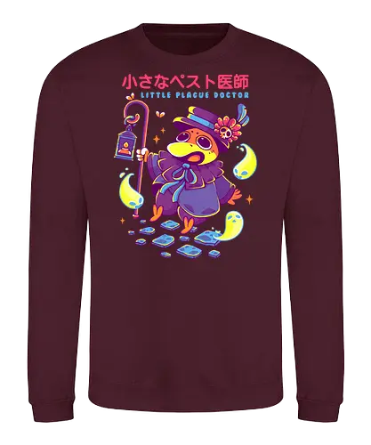 LITTLE PLAGUE DOCTOR - plague, plague doctor, halloween, crow, cute, kawaii, fantasy, ghosts - Sweatshirt