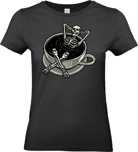 Coffee and Chill - relax, coffee lover, chilling, skeleton, skull, Coffee, caffeine, chill, funny - Standard T-Shirt (Frauen)