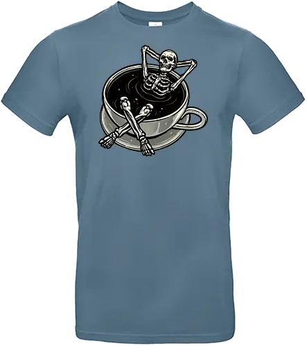 Coffee and Chill - relax, coffee lover, chilling, skeleton, skull, Coffee, caffeine, chill, funny - Standard T-Shirt