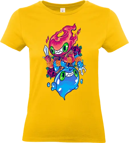 flame of water  - elements, creature, magic, playing card, card, tarot, poker, golden, cyclone, storm, fire, water, rock, king, funny, monster, creatures - Standard T-Shirt (Frauen)