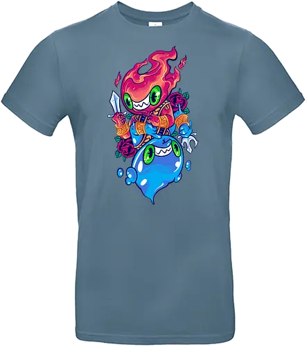 flame of water  - elements, creature, magic, playing card, card, tarot, poker, golden, cyclone, storm, fire, water, rock, king, funny, monster, creatures - Standard T-Shirt