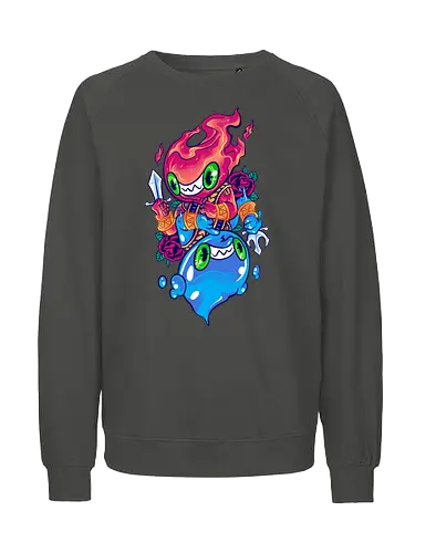flame of water  - elements, creature, magic, playing card, card, tarot, poker, golden, cyclone, storm, fire, water, rock, king, funny, monster, creatures - Fairtrade Sweatshirt