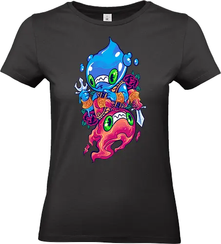 drop of fire - elements, creature, magic, playing card, card, tarot, poker, golden, cyclone, storm, fire, water, rock, king, funny, monster, creatures - Standard T-Shirt (Frauen)