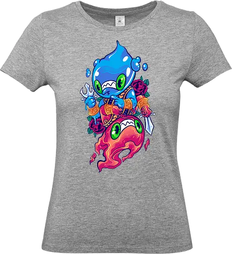 drop of fire - elements, creature, magic, playing card, card, tarot, poker, golden, cyclone, storm, fire, water, rock, king, funny, monster, creatures - Standard T-Shirt (Frauen)