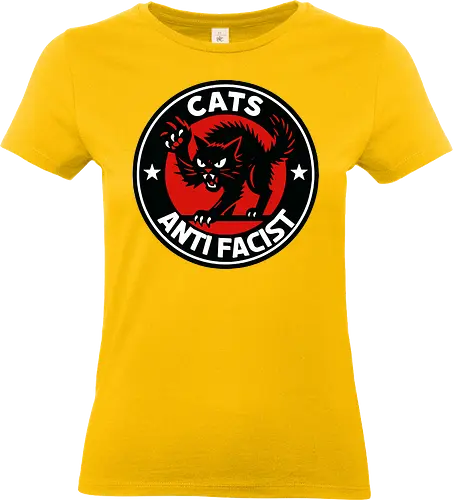 Cats Anti Facist - cat, anti-fascist, graphic, emblem, protest, bold, black, red, stars, power - Standard T-Shirt (Frauen)