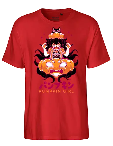 PUMPKIN GIRL - halloween, pumpkin, pumpkin girl, cute, kawaii, fantasy, gothic, lolita, gothic lolita - Fairtrade T-Shirt