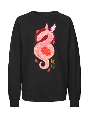 YEAR OF THE SNAKE - snake, year of the snake, serpent, china, japan, japanese, pink, cute - Fairtrade Sweatshirt