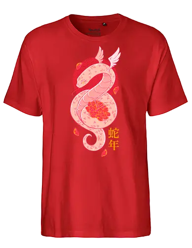 YEAR OF THE SNAKE - snake, year of the snake, serpent, china, japan, japanese, pink, cute - Fairtrade T-Shirt