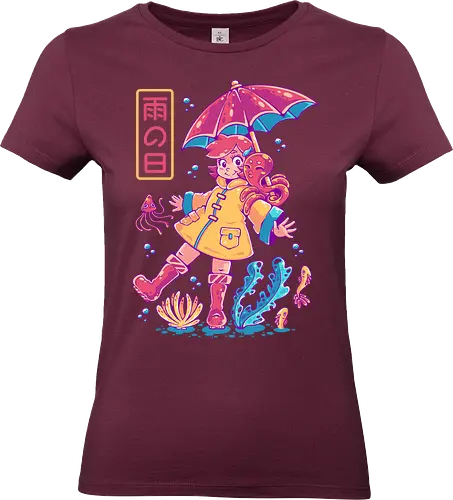 RAINY DAY - rain, rainy, cute, fantasy, surreal, water, cute, kawaii, sea, kids, children, colorful - Standard T-Shirt (Frauen)