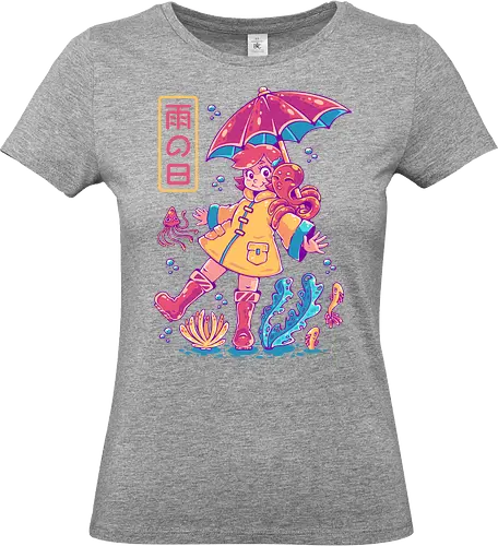 RAINY DAY - rain, rainy, cute, fantasy, surreal, water, cute, kawaii, sea, kids, children, colorful - Standard T-Shirt (Frauen)