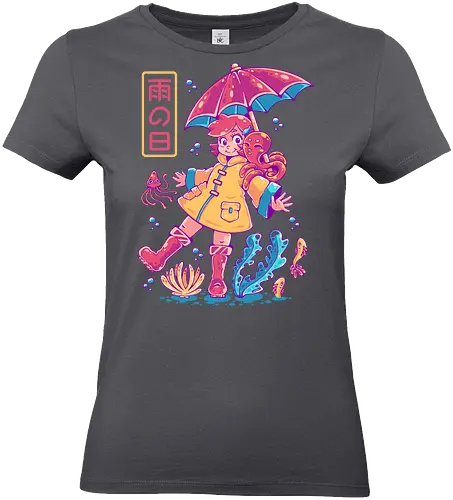 RAINY DAY - rain, rainy, cute, fantasy, surreal, water, cute, kawaii, sea, kids, children, colorful - Standard T-Shirt (Frauen)