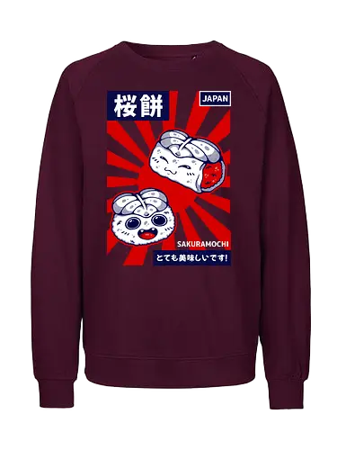SAKURAMOCHI  - sakura, sakuramochi, sakura mochi, mochi, japan, japanese, japanese food, asia, cute, kawaii - Fairtrade Sweatshirt
