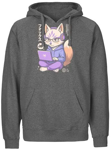 Kitsune Tech Support - kitsune tech support, kawaii fox, cute kitsune, geek fox, anime fox, nerdy animal, coder fox, programmer art, gaming fox, japanese cute art, chibi style, hoodie fox, anime animal, tech support character, pastel fox, fox illustration, fox with laptop, kawaii coding, gamer aesthetic, tech fox, redbubble cute, fox nerd, kawaii geek, japan fox design, cyber animal, fox with glasses - Fairtrade Hoodie