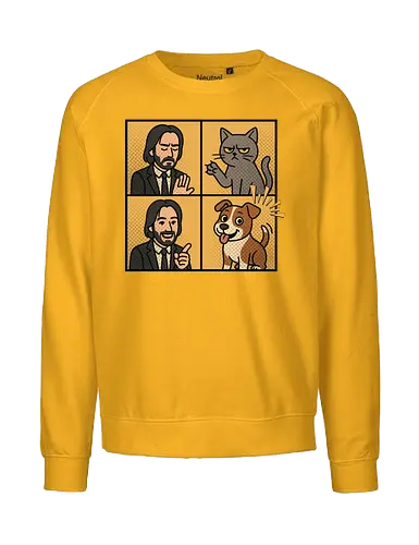 Wick  - wick meme, wick, dog, cat, dog meme, action movies - Fairtrade Sweatshirt