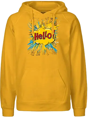 Hello! - typography, comics style, hello, cool, vintage, retro - Fairtrade Hoodie