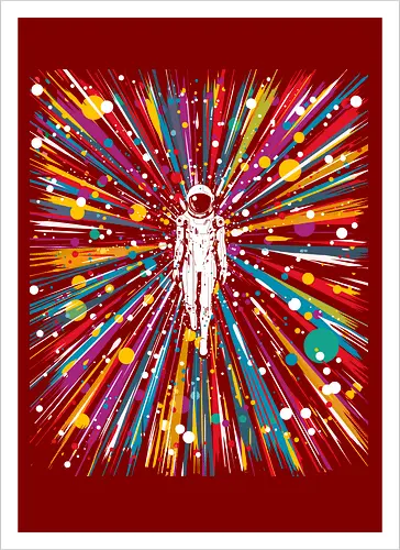 High speed state of consciousness - cosmonaut, astronaut, psychedelic, colorfull, space - Kunstdruck