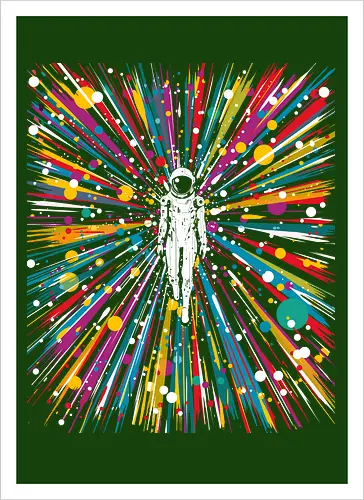 High speed state of consciousness - cosmonaut, astronaut, psychedelic, colorfull, space - Kunstdruck
