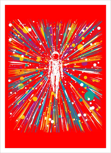 High speed state of consciousness - cosmonaut, astronaut, psychedelic, colorfull, space - Kunstdruck