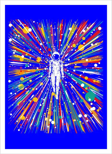 High speed state of consciousness - cosmonaut, astronaut, psychedelic, colorfull, space - Kunstdruck