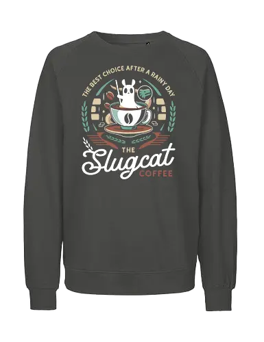Slugcat Coffee Emblem - slugcat, rain world, rainworld, slugcats, slug cat, lizard, gaming, video game, gamer, gamers, game, coffee - Fairtrade Sweatshirt