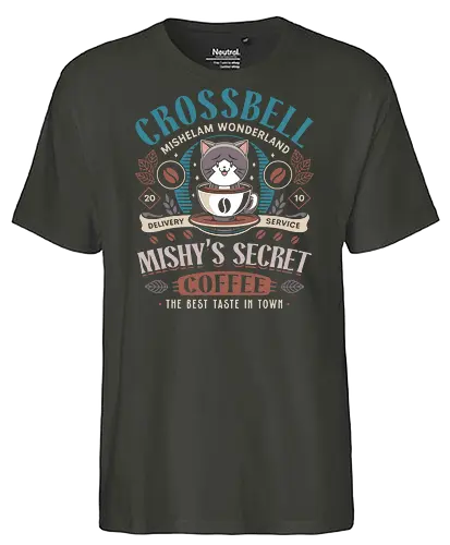 Mishelam Wonderland Coffee - trails to azure, tio plato, mishy, legend heroes, crossbell, bracer guild, thors military academy, trails from zero, ramen, noodles, trails into reverie, trails of cold steel, gamer, gaming, video game - Fairtrade T-Shirt