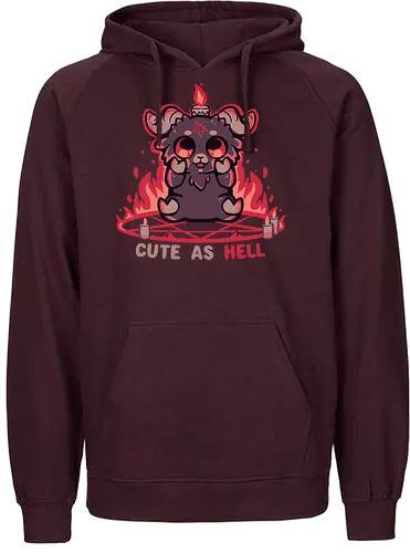 Feeling Cute as Hell - Baphomet, süßer Baphomet, Kawaii Gothic, okkulte Ästhetik, schwarzer Humor, Gothic Chibi, hexenhaft, alternativ, Flammen, Feuer, Pastell Gothic, satanisch aber süß, lustiger Dämon, Ziege, böse Ziege - Fairtrade Hoodie