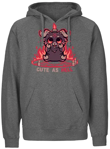 Feeling Cute as Hell - Baphomet, süßer Baphomet, Kawaii Gothic, okkulte Ästhetik, schwarzer Humor, Gothic Chibi, hexenhaft, alternativ, Flammen, Feuer, Pastell Gothic, satanisch aber süß, lustiger Dämon, Ziege, böse Ziege - Fairtrade Hoodie