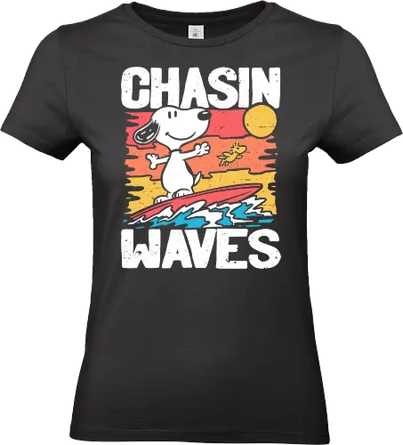 Beagle Summer Surf - Summertime, Summer, Wave, Pet, Dog, Beagle, Beach, Adventure, Classic, Vintage, Retro, Cartoon, Surfing, Surf, Sun, Sunny - Standard T-Shirt (Frauen)