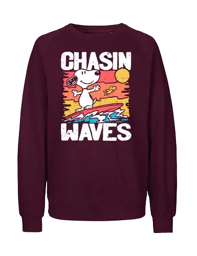 Beagle Summer Surf - Summertime, Summer, Wave, Pet, Dog, Beagle, Beach, Adventure, Classic, Vintage, Retro, Cartoon, Surfing, Surf, Sun, Sunny - Fairtrade Sweatshirt